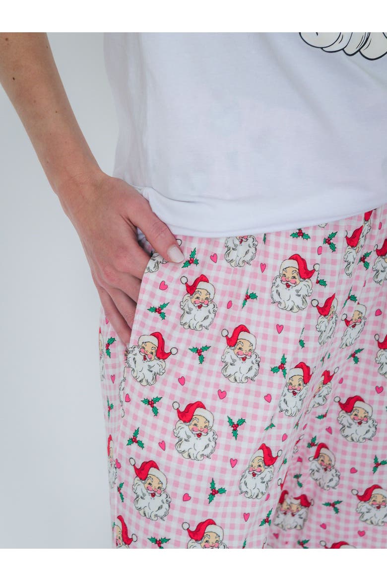 SoftSnooze Gender Inclusive Adult Pajama Pants, Alternate, color, Pink Dear Santa