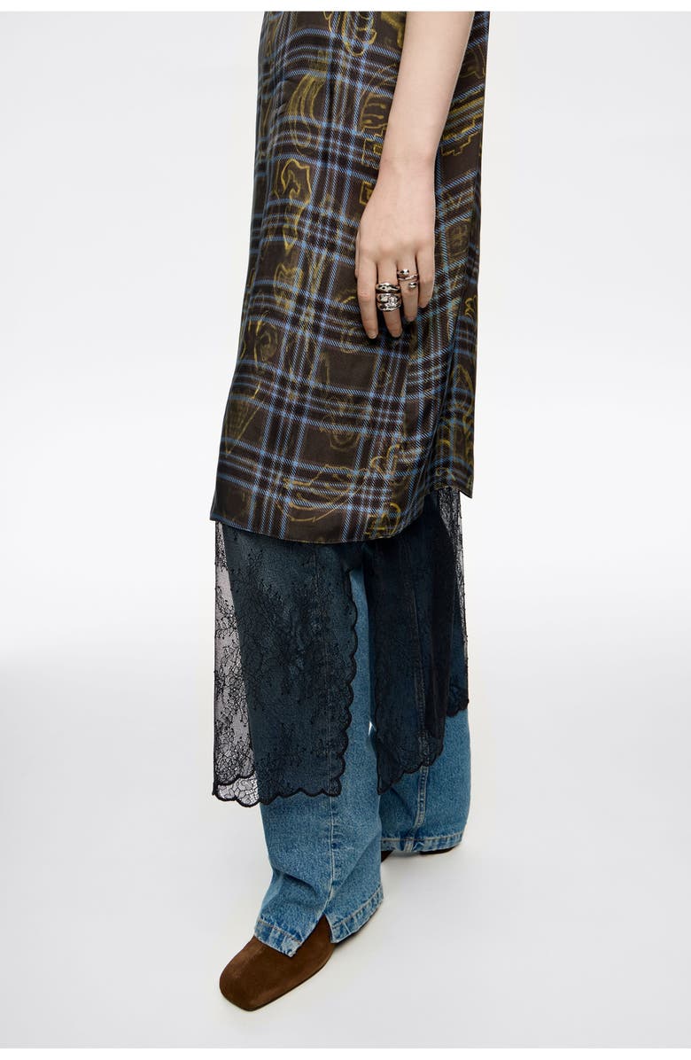 Bimba y Lola Ikatmix Lace Double-Layer Strappy Dress, Alternate, color, Ikatmix Blue