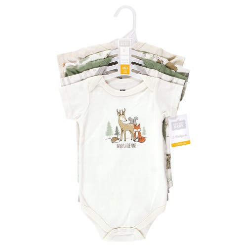 Hudson Baby Five-piece Set Of Cotton Infant All-in-one Bodysuits In Green