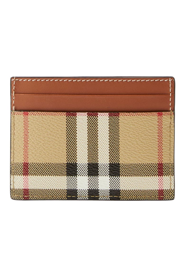 Sandon Check Canvas & Leather Card Case, Alternate, color, VNTG CHK/BRIAR BROWN
