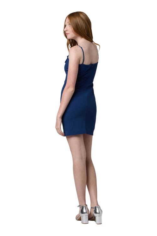 Un Deux Trois Kids' Stretch Crepe Body-con Party Dress In Blue