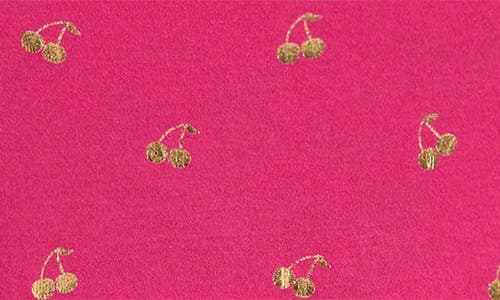 Mini Boden Kids' Ariel Twirly Cherry Foil Print Long Sleeve Cotton Jersey Dress In Pink