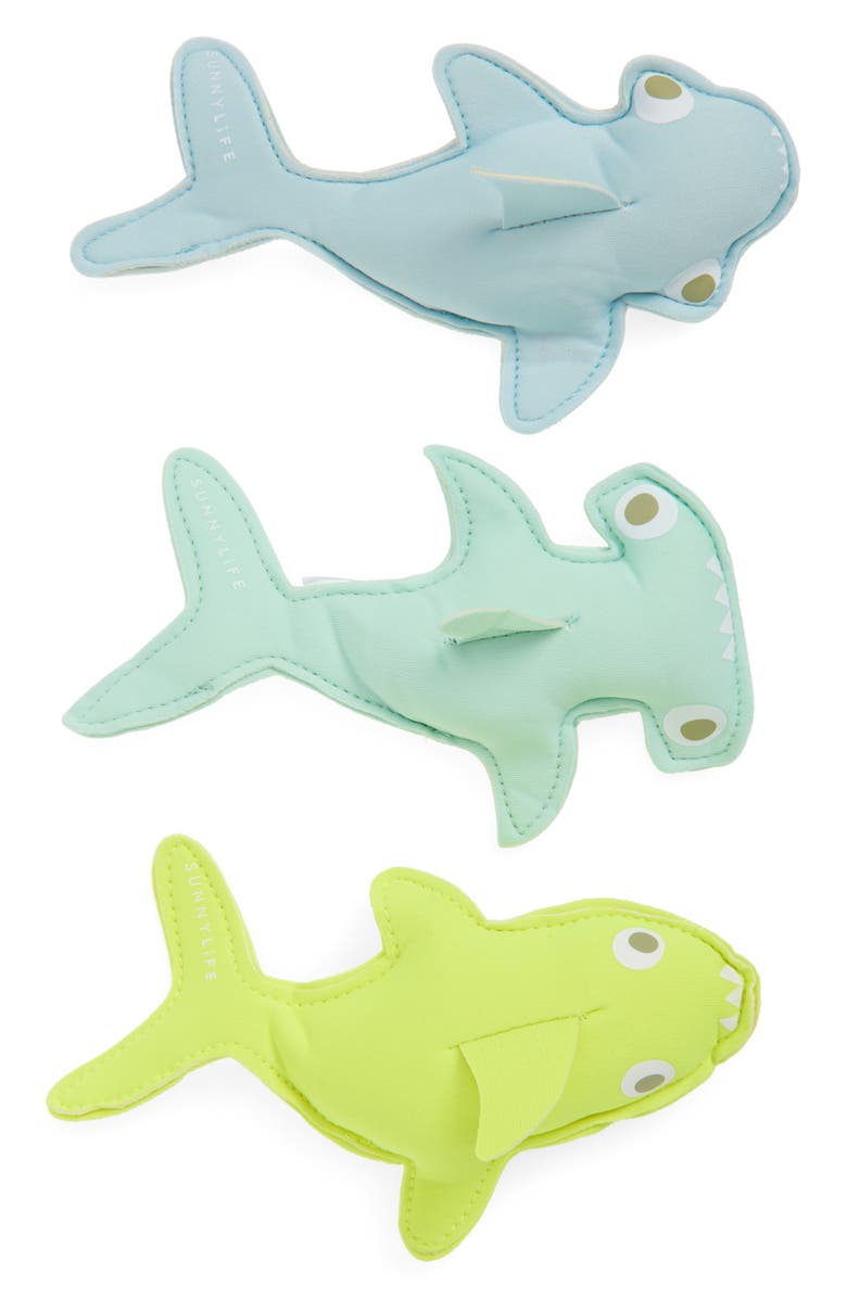 Sunnylife Dive Buddies Set of 3 Salty the Shark Diving Toys, Main, color, Green Multi