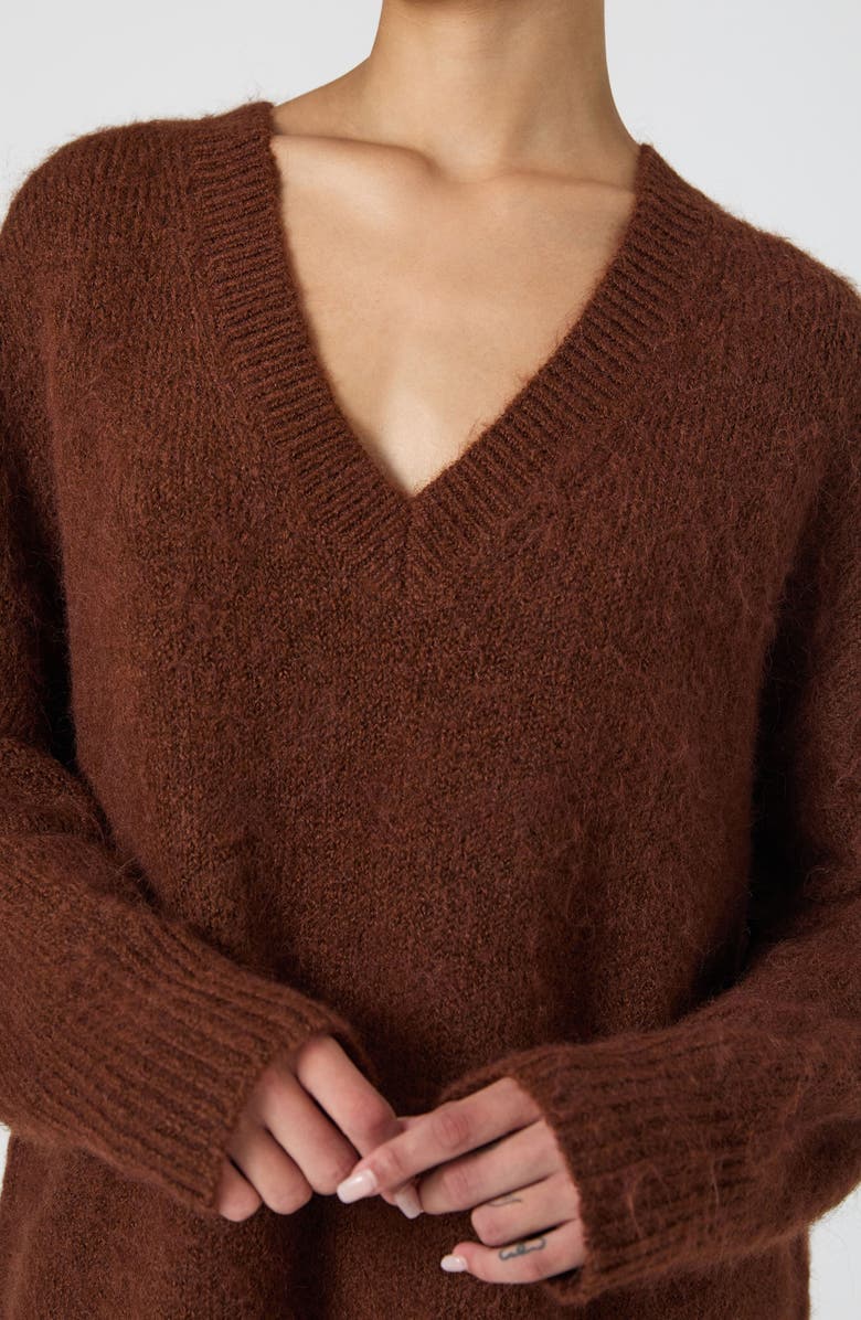 French Connection Oversize V-Neck Sweater, Alternate, color, Chocolate