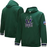 Mitchell & Ness Men's Mitchell & Ness Hunter Green Milwaukee Bucks Hardwood Classics Chainstitch Vintage Heavyweight Pullover Hoodie