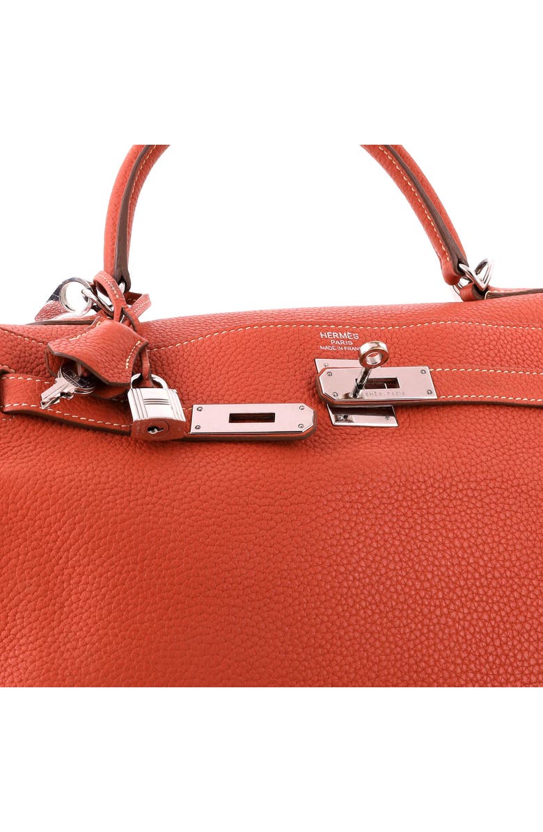 Pre-Owned Hermes Kelly Amazone Handbag Orange Clemence with Palladium Hardware 35, Alternate, color, Sanguine