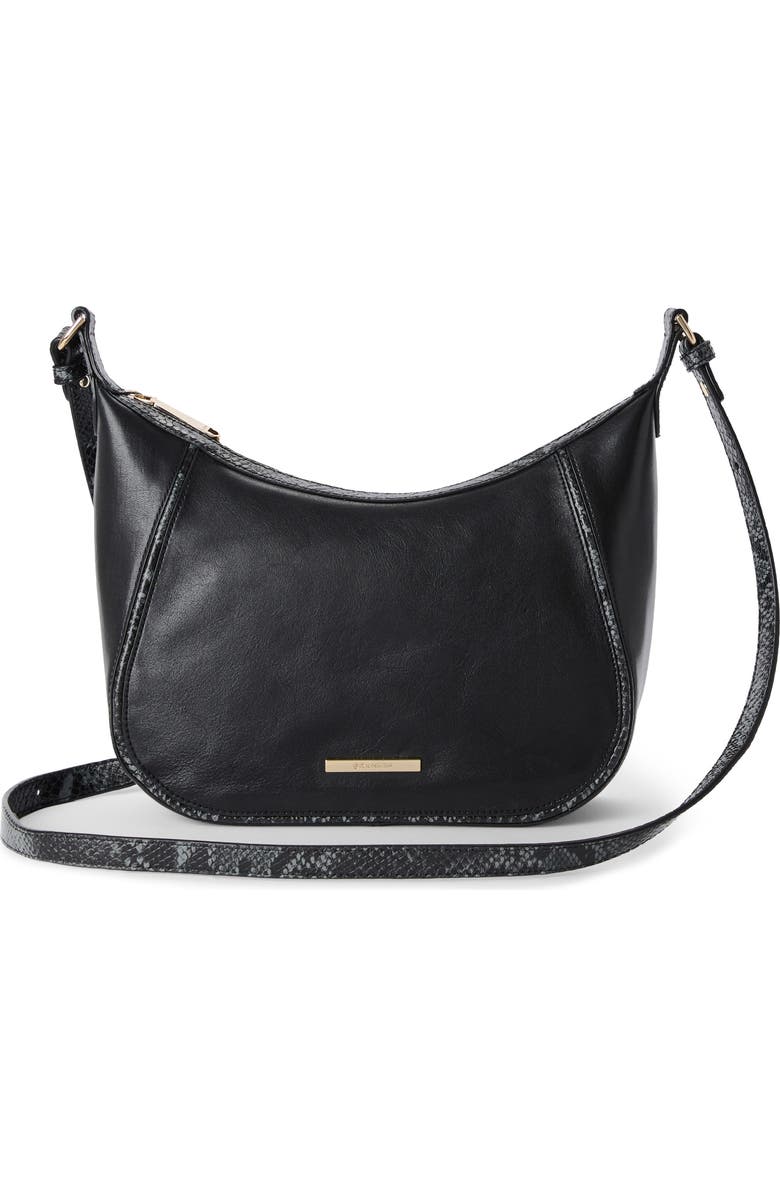 Brahmin Corinne Croc Embossed Leather Crossbody, Main, color, Black Dietrich