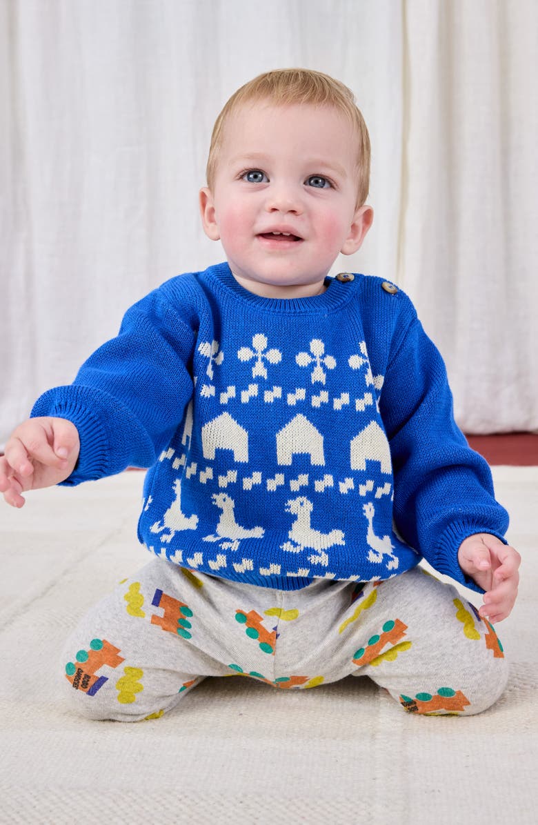 Bobo Choses Farm Jacquard Organic Cotton Sweater, Alternate, color, Blue