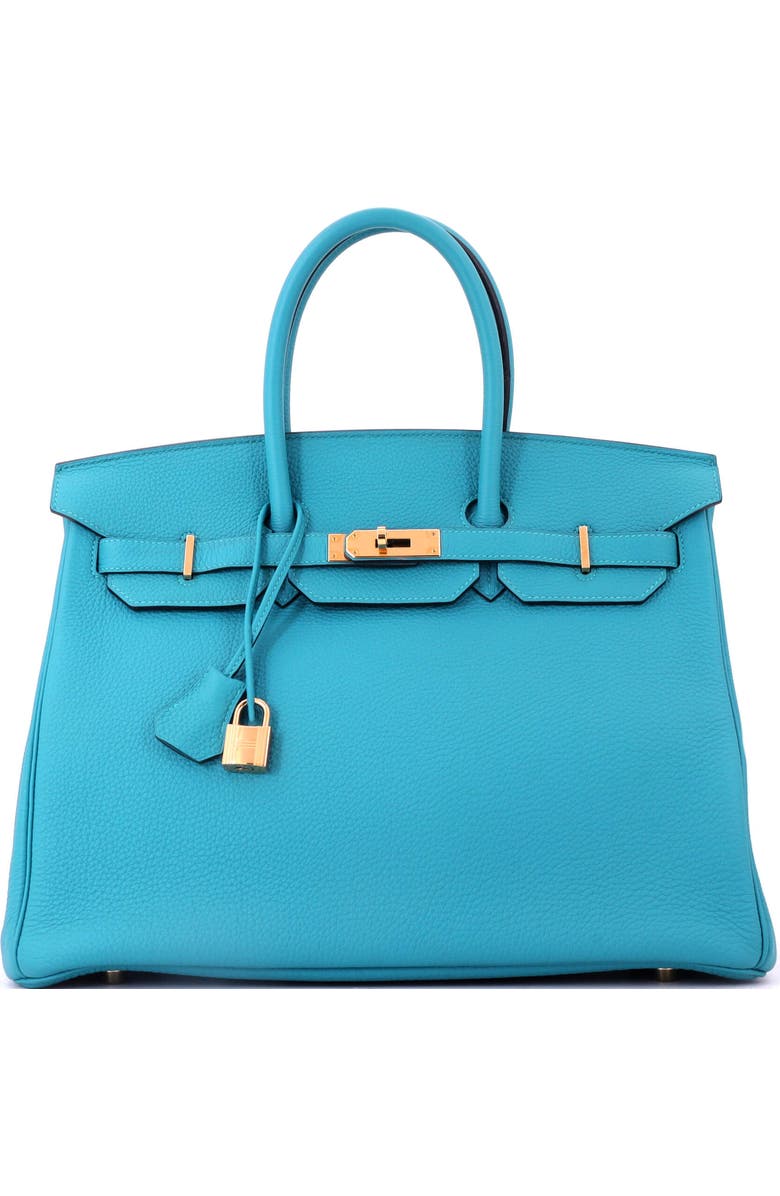 Pre-Owned Hermes Birkin Handbag Blue Togo with Gold Hardware 35, Main, color, Turquoise