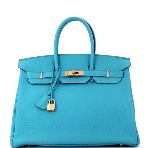Birkin Handbag Blue Togo with Gold Hardware 35