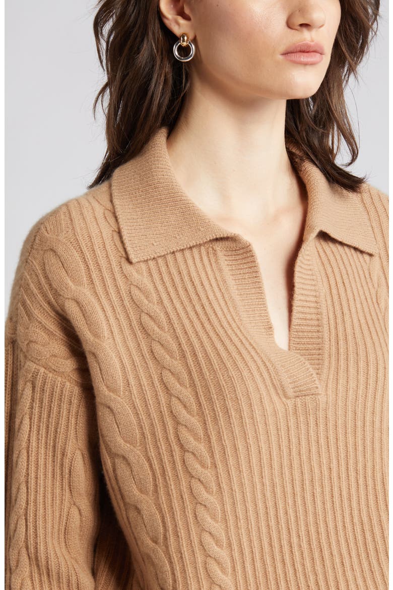 Wool & Cashmere Cable Knit Sweater, Alternate, color, CAMEL