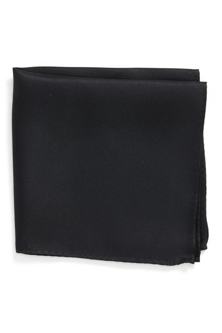 King Twill Silk Pocket Square, Main, color, BLACK