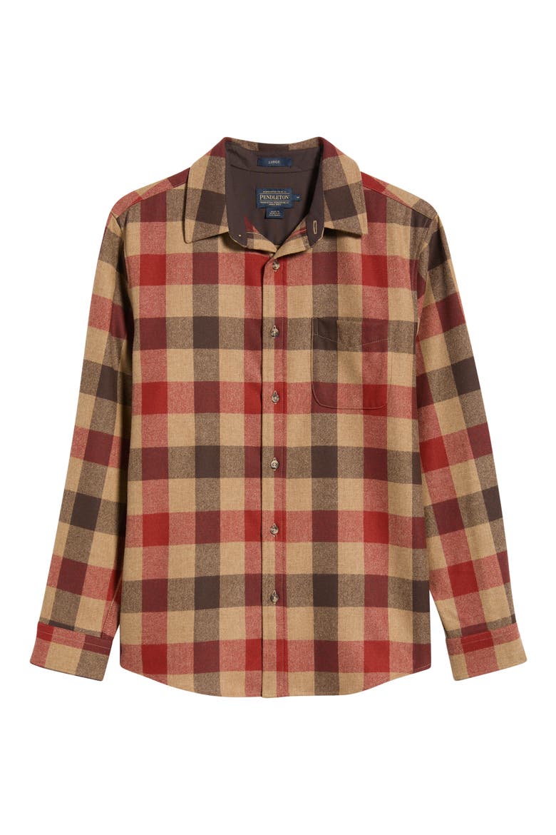 Lodge Plaid Wool Button Up Shirt, Alternate, color, RED MULTI CHECK