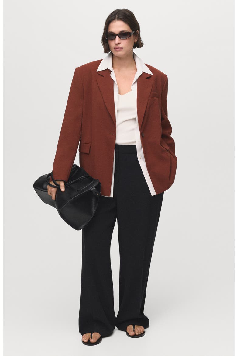 One-Button Suit Blazer, Alternate, color, BURNT ORANGE