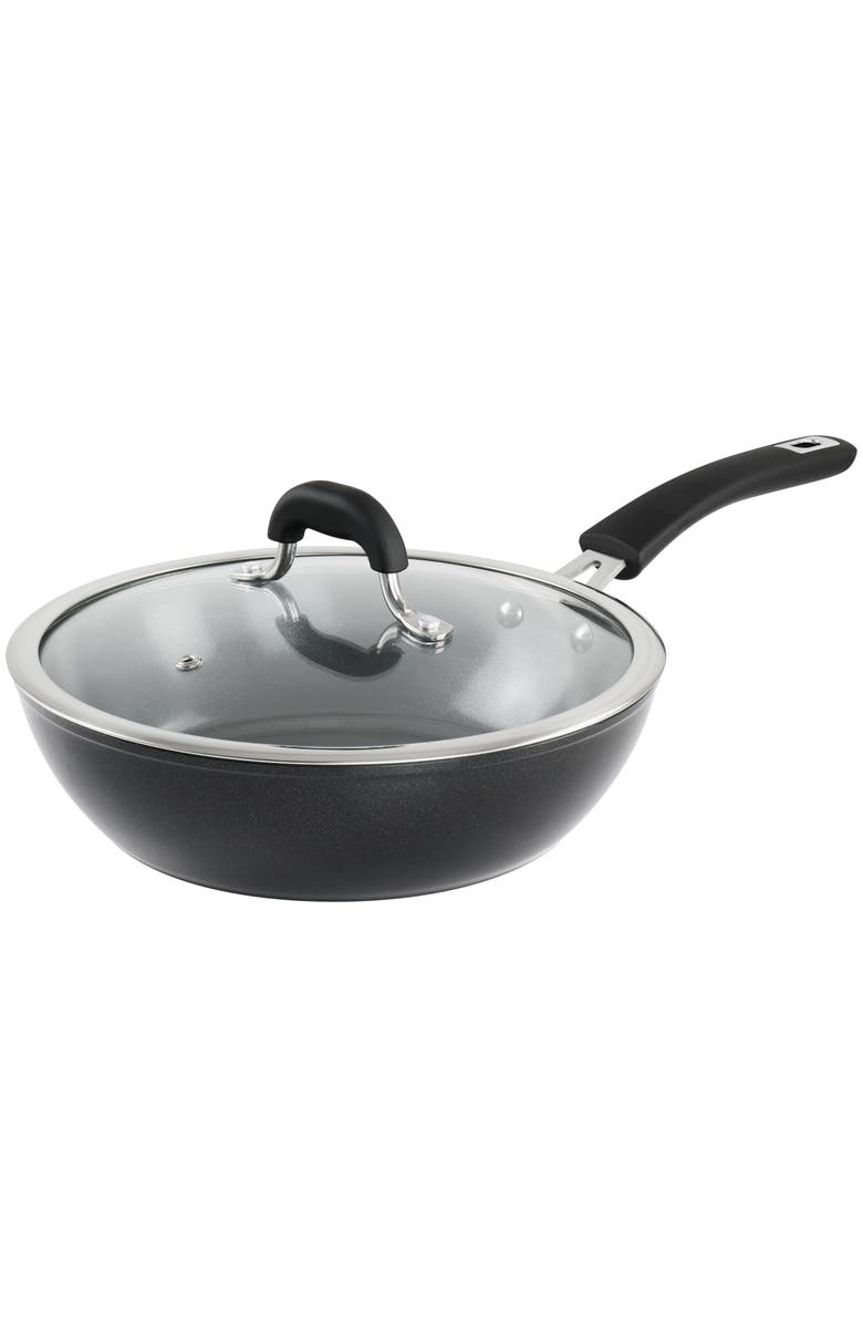 Kenmore Arlington 3.5 Quart Non Stick Aluminum Saute Pan with Lid, Main, color, Black