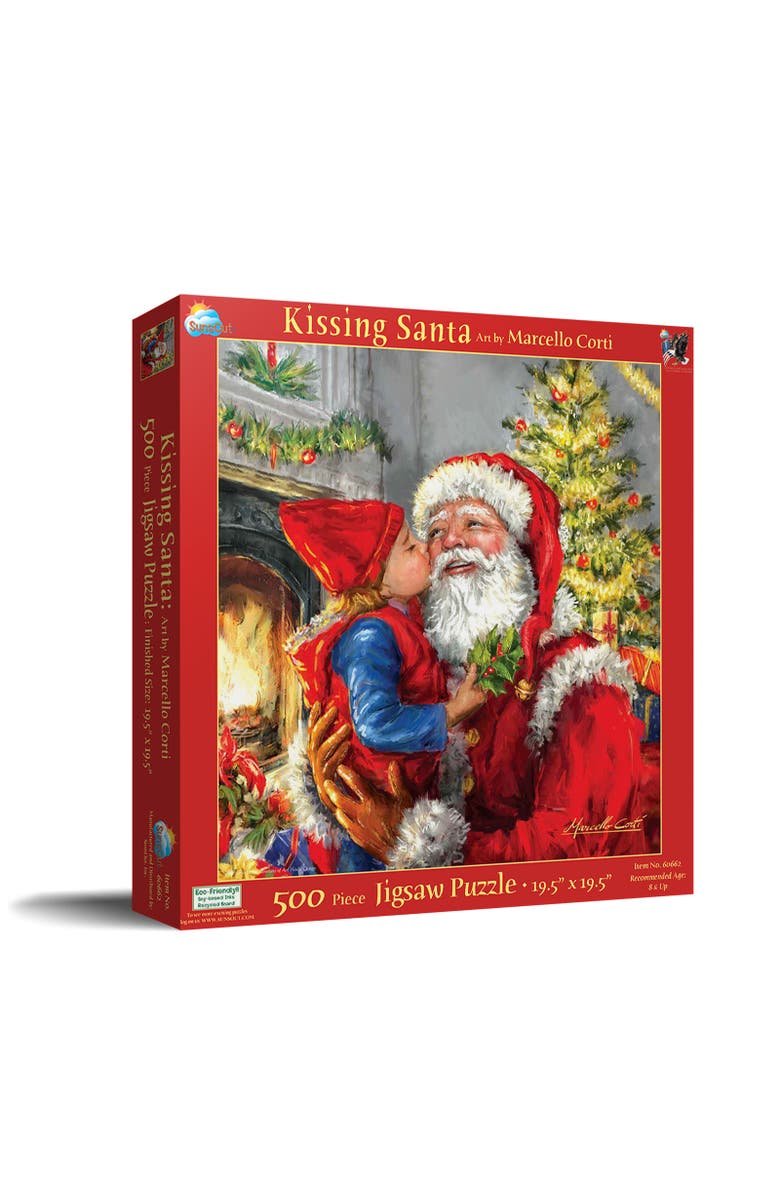 Sunsout Kissing Santa 500 piece Jigsaw Puzzle for Adults, Main, color, Multicolor