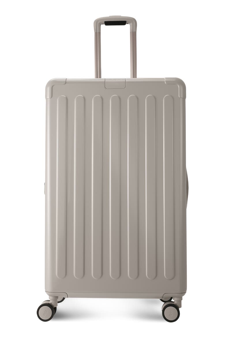 Nostos Glossy Large Spinner Suitcase, Main, color, PEBBLE