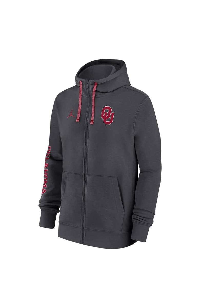 Jordan Brand Men's Jordan Brand Anthracite Oklahoma Sooners 2024 Sideline Full-Zip Hoodie, Alternate, color, Anthracite