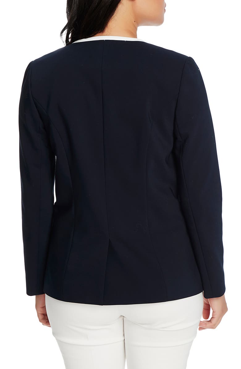 Chaus One-Button Contrast Trim Jacket, Alternate, color, Evening Navy