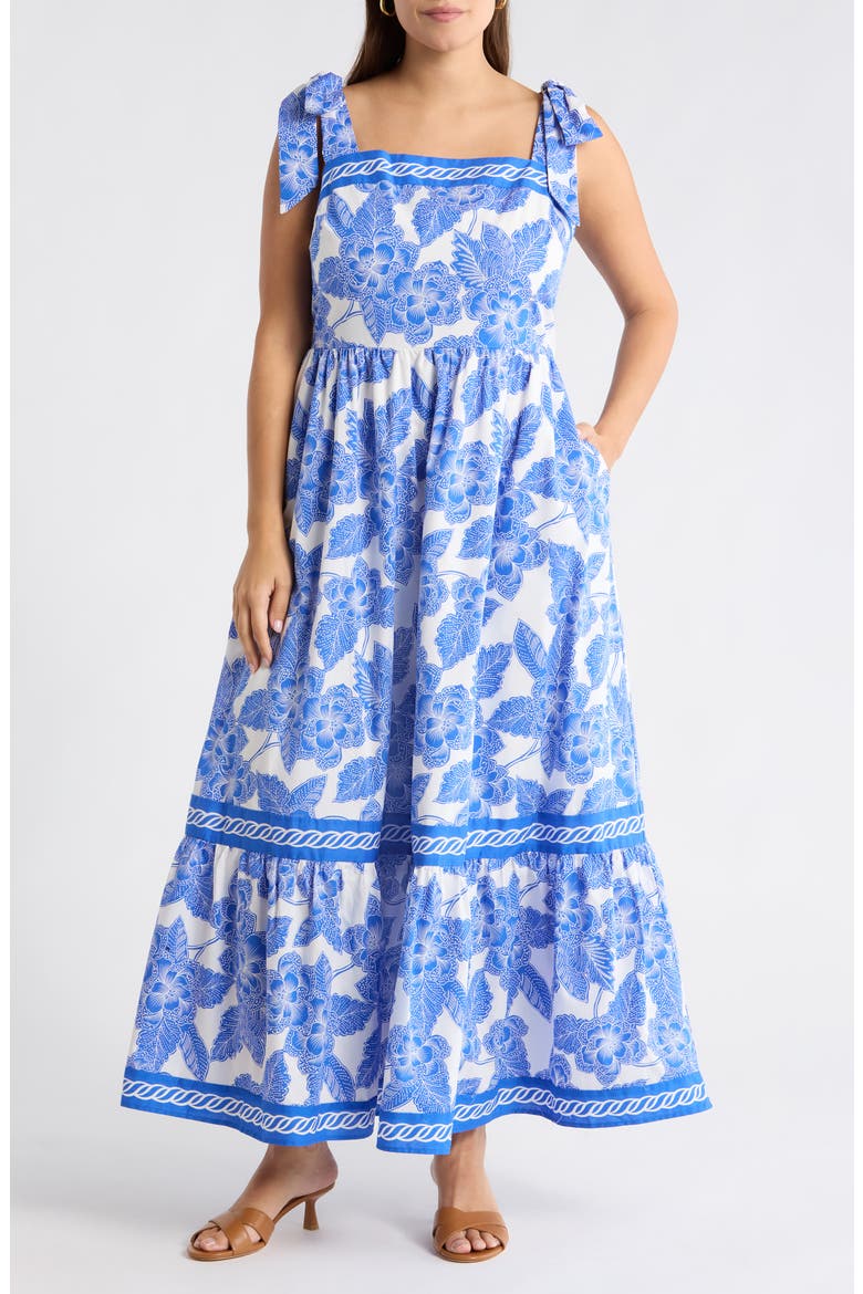 Rency Floral Smocked Maxi Dress, Main, color, WHT-BLU