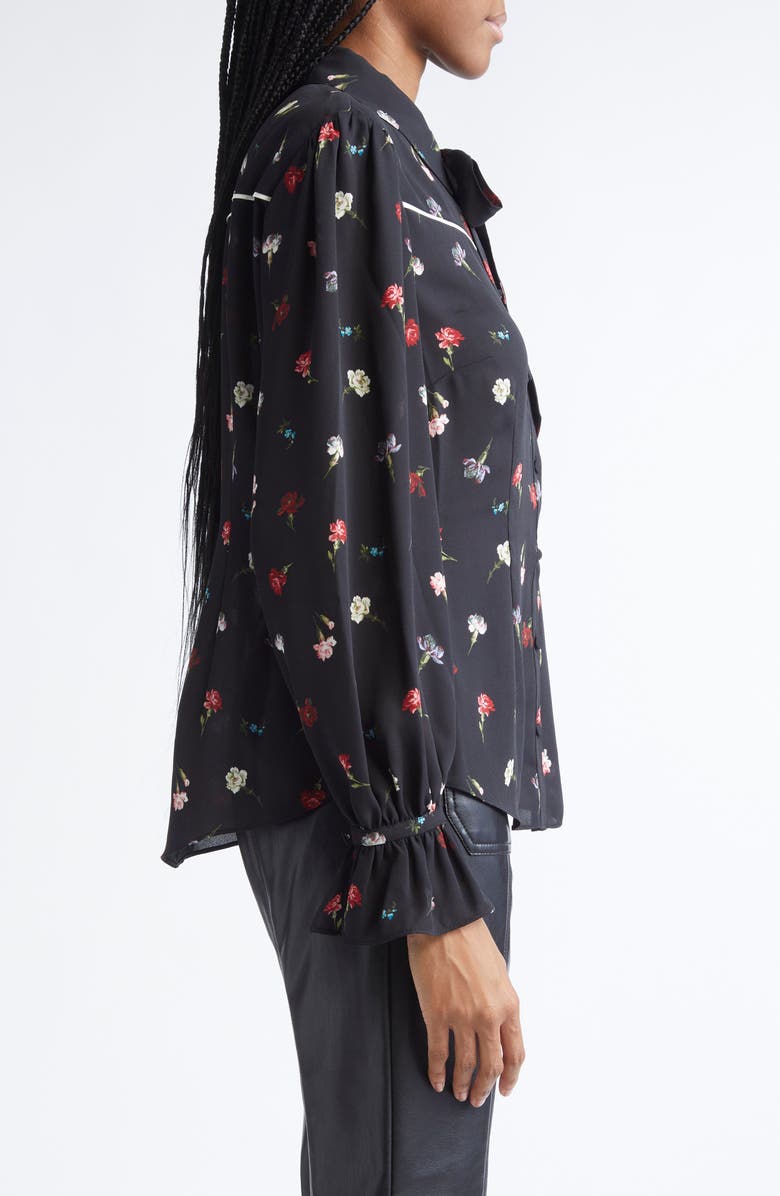 Cinq à Sept Kelela Print Tie Neck Shirt, Alternate, color, Black Multi
