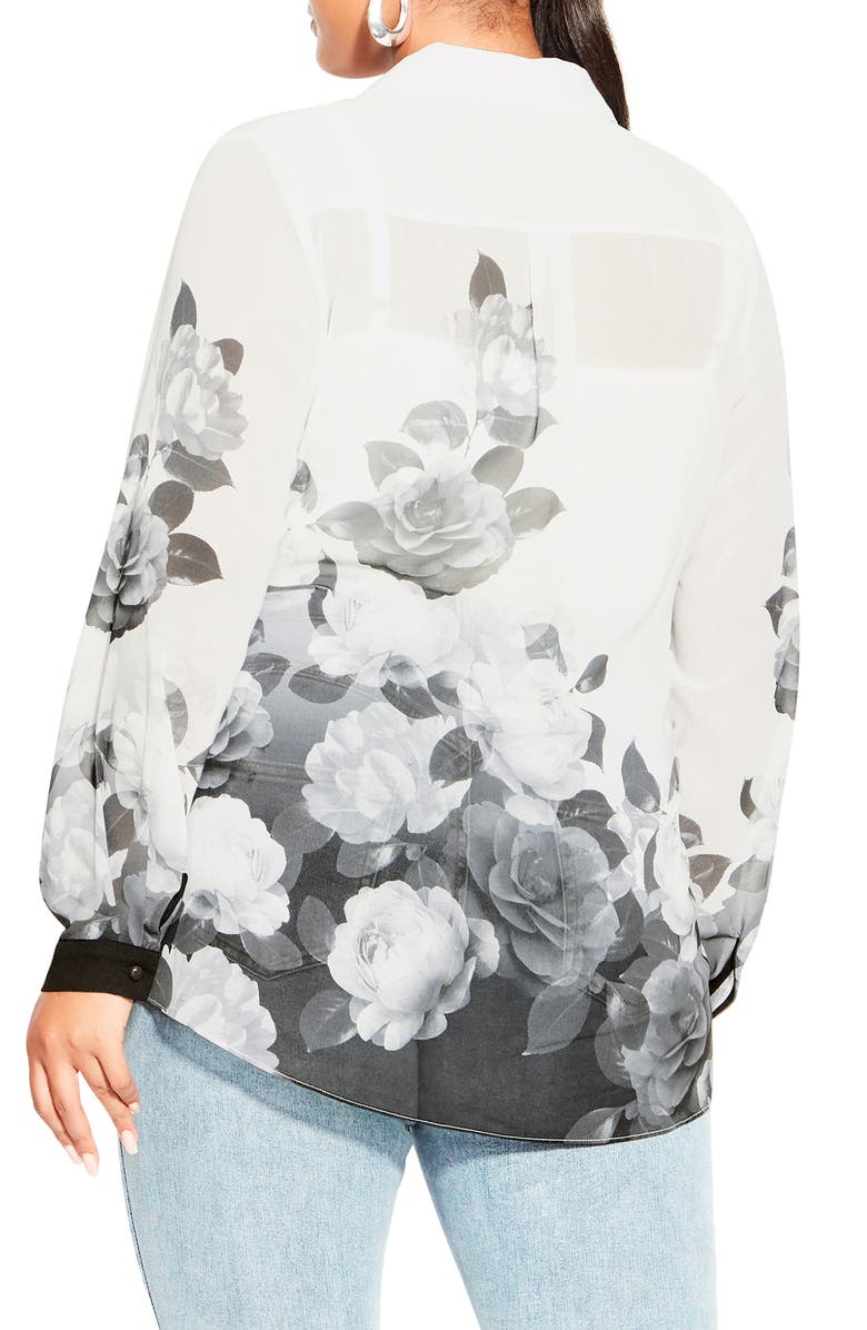 City Chic Victoria Relaxed Fit Floral Button-Up Shirt, Alternate, color,