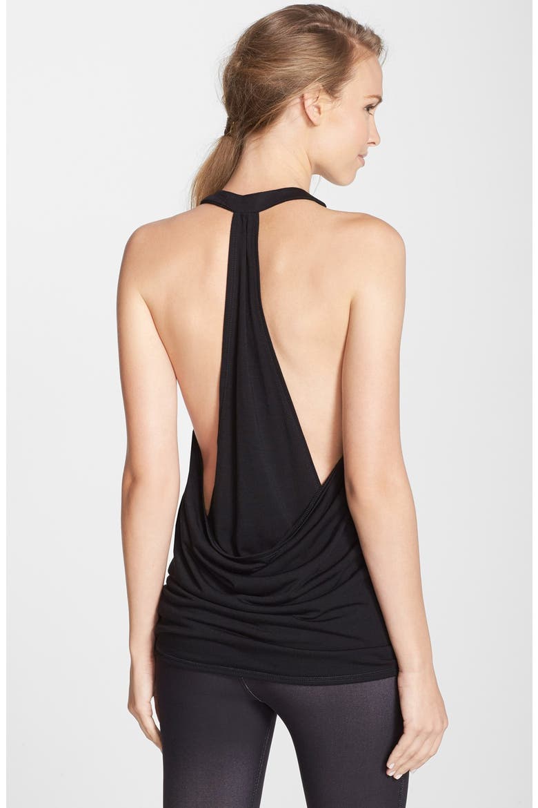 Recreation Draped Jersey Tank, Alternate, color, BLACK