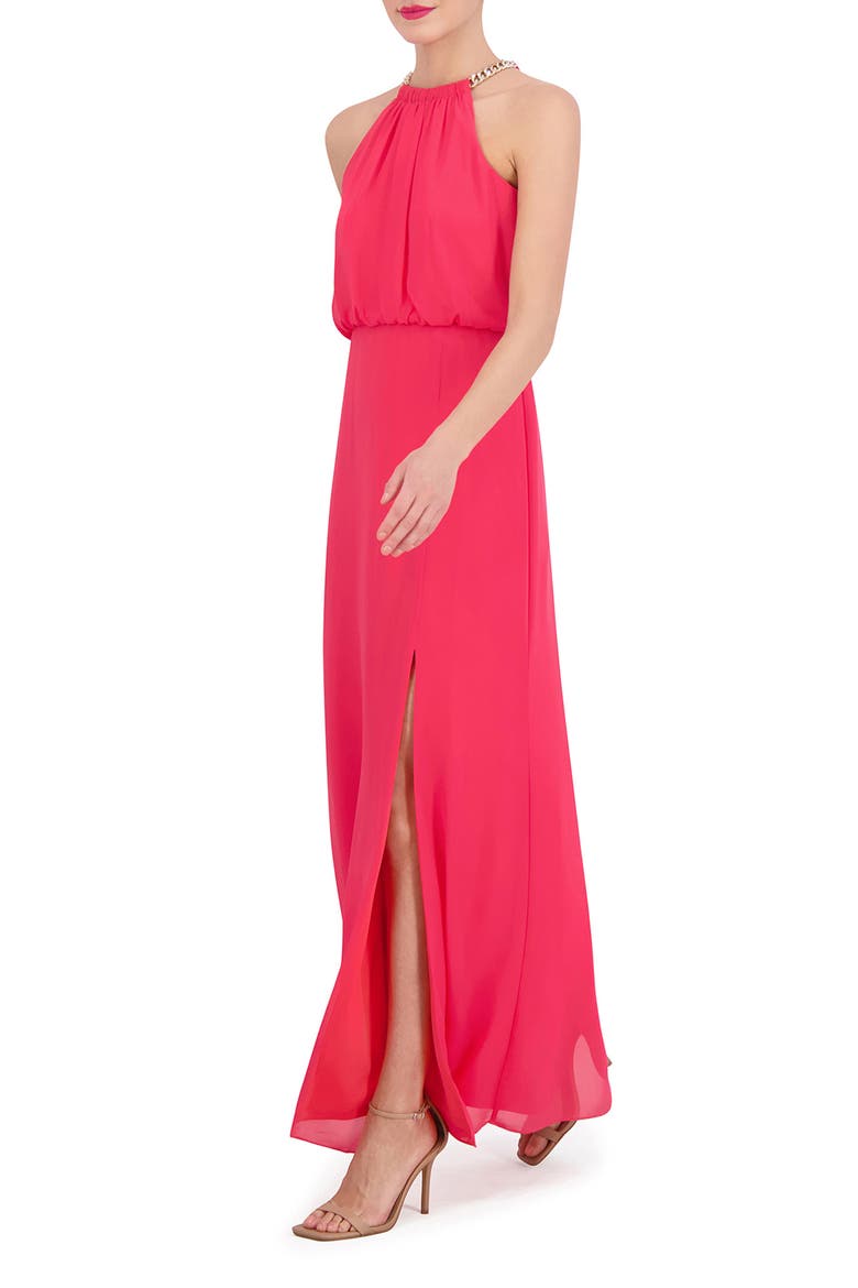 Chain Detail Blouson Gown, Alternate, color, CHERRY