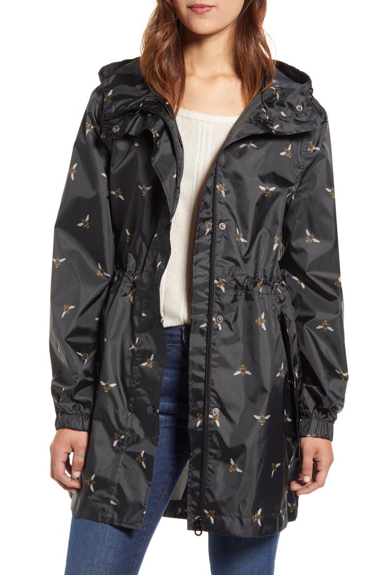 Right As Rain Golightly Packable Waterproof Hooded Jacket, Main, color, BLACK BEE