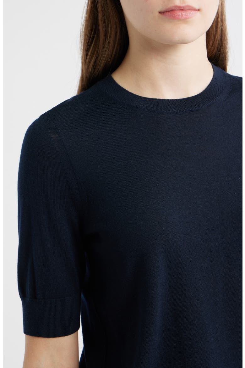 Farbella Short Sleeve Virgin Wool Sweater, Alternate, color, DK BU