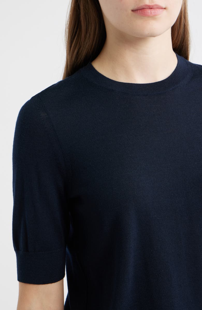 BOSS Farbella Short Sleeve Virgin Wool Sweater, Alternate, color, Sky Captain