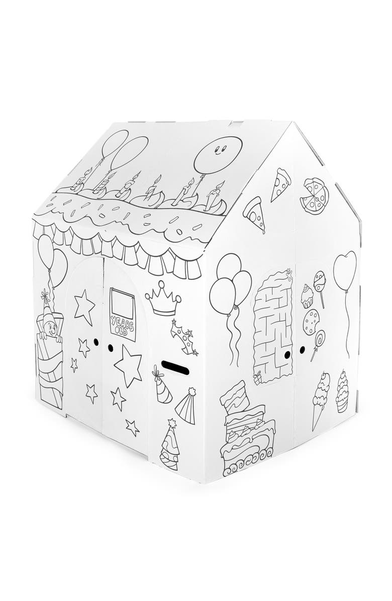 Easy Playhouse Birthday Arts & Craft Cardboard Fort, Alternate, color, Multicolored