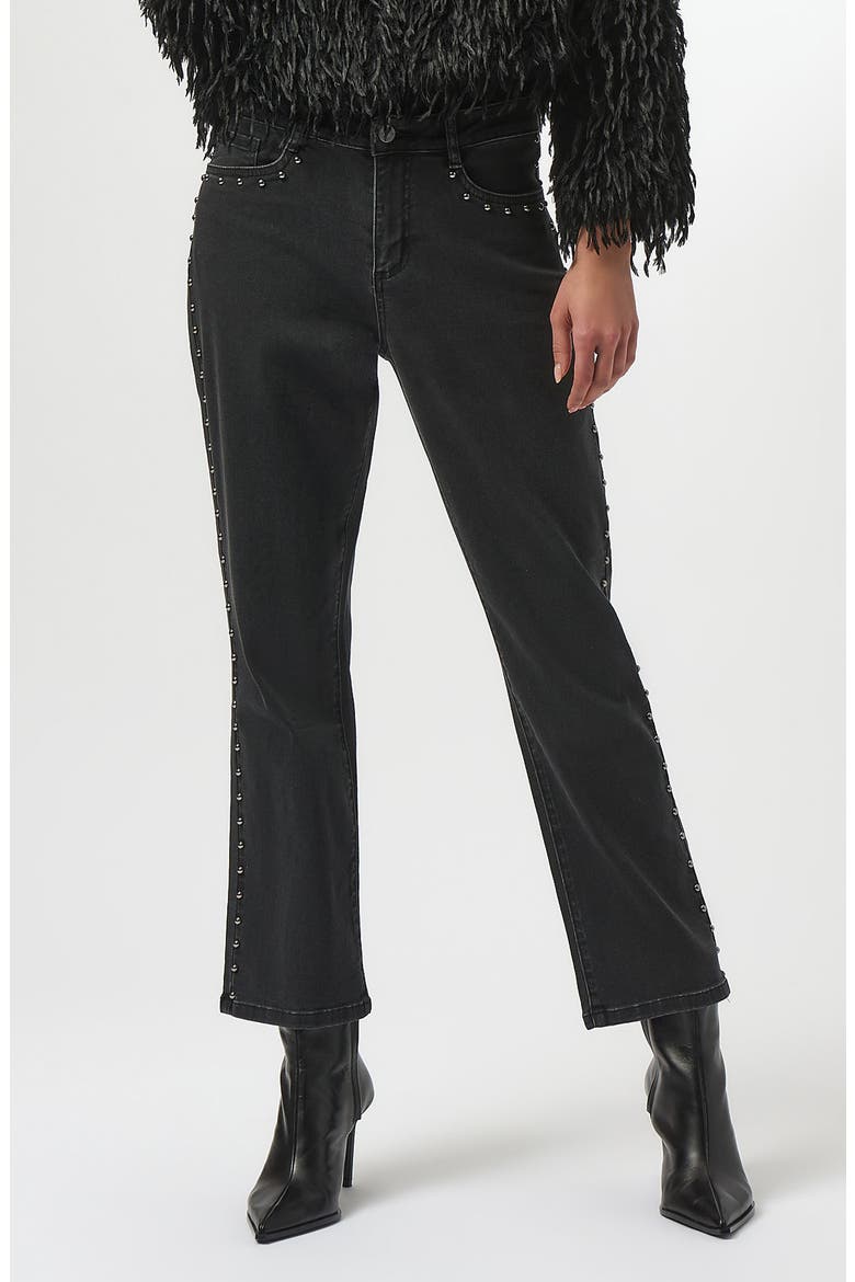 Studded Mid Rise Straight Leg Jeans, Main, color, CHARCOAL GREY