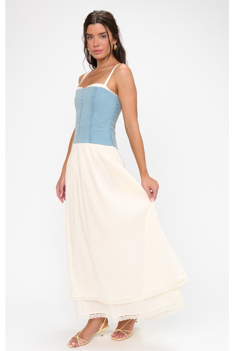 Tiffany Maxi Dress, Alternate, color, Light Indigo With Cream Voile