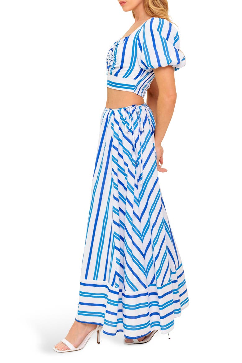 Stripe Crop Top & Maxi Skirt Set, Alternate, color, WHITE BLUE