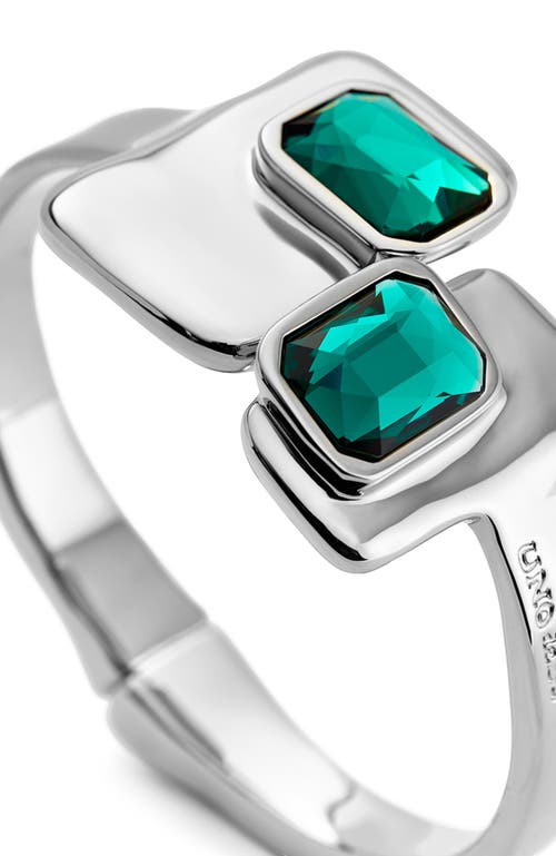 Unode50 Rigid Sterling Silver-plated Bracelet With Green Crystals In Metallic