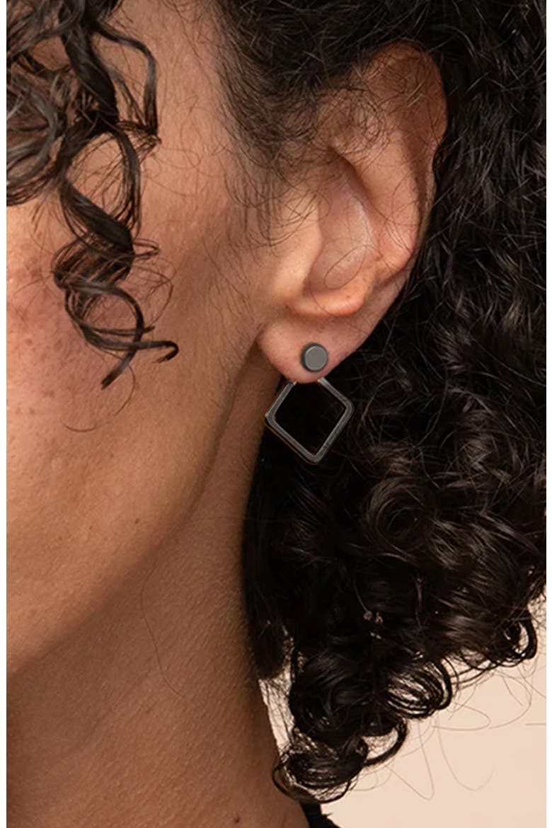 Diana Earring Jackets Minimalist Geometric Statement, Alternate, color, Dark Grey