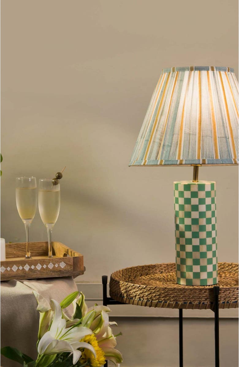 Mela Artisans Sunny Stripes Lamp Shade, Alternate, color, Green