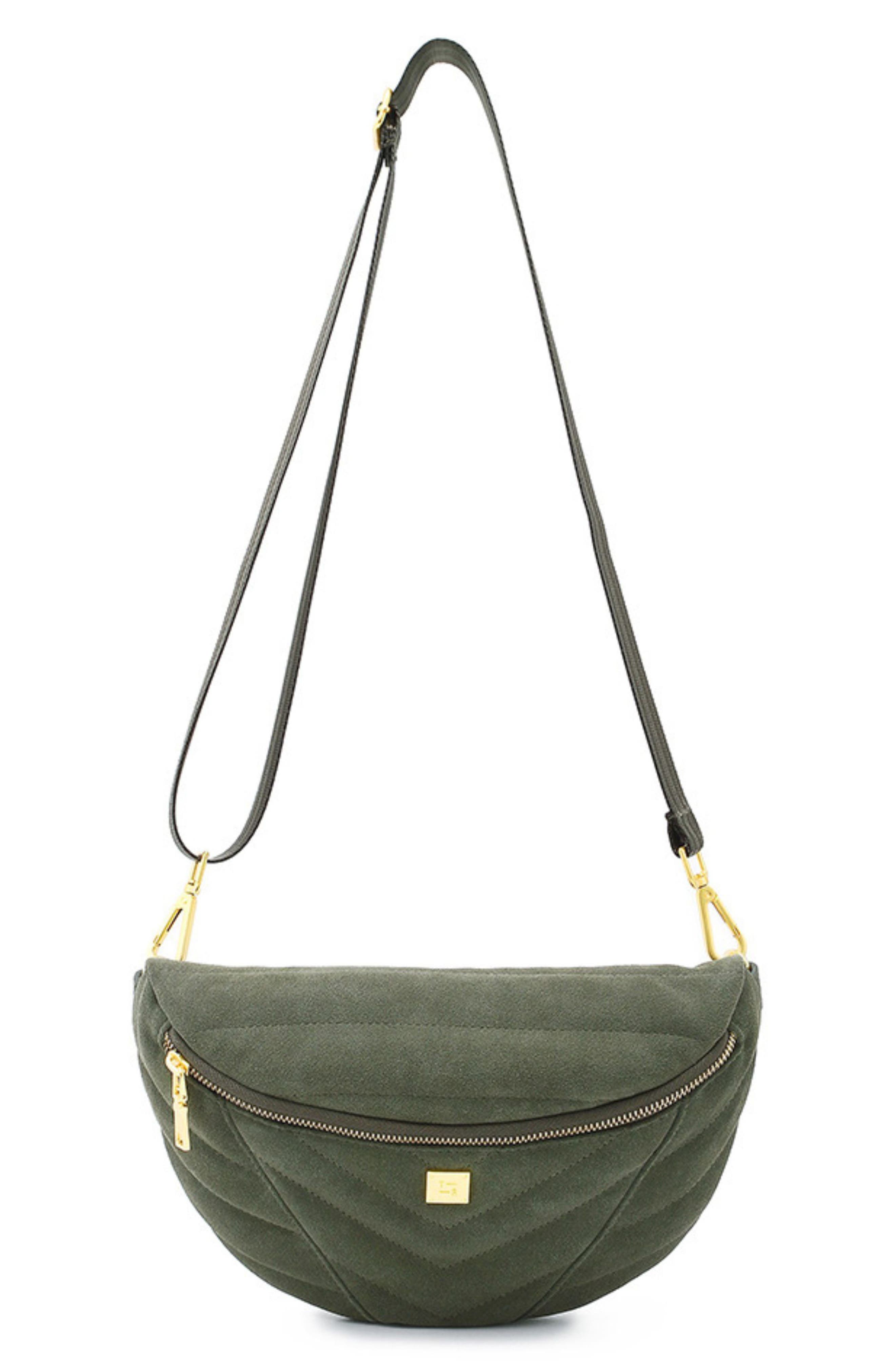 Little Runaway Suede Belt Bag, Alternate, color, OLIVE BRANCH SUEDE