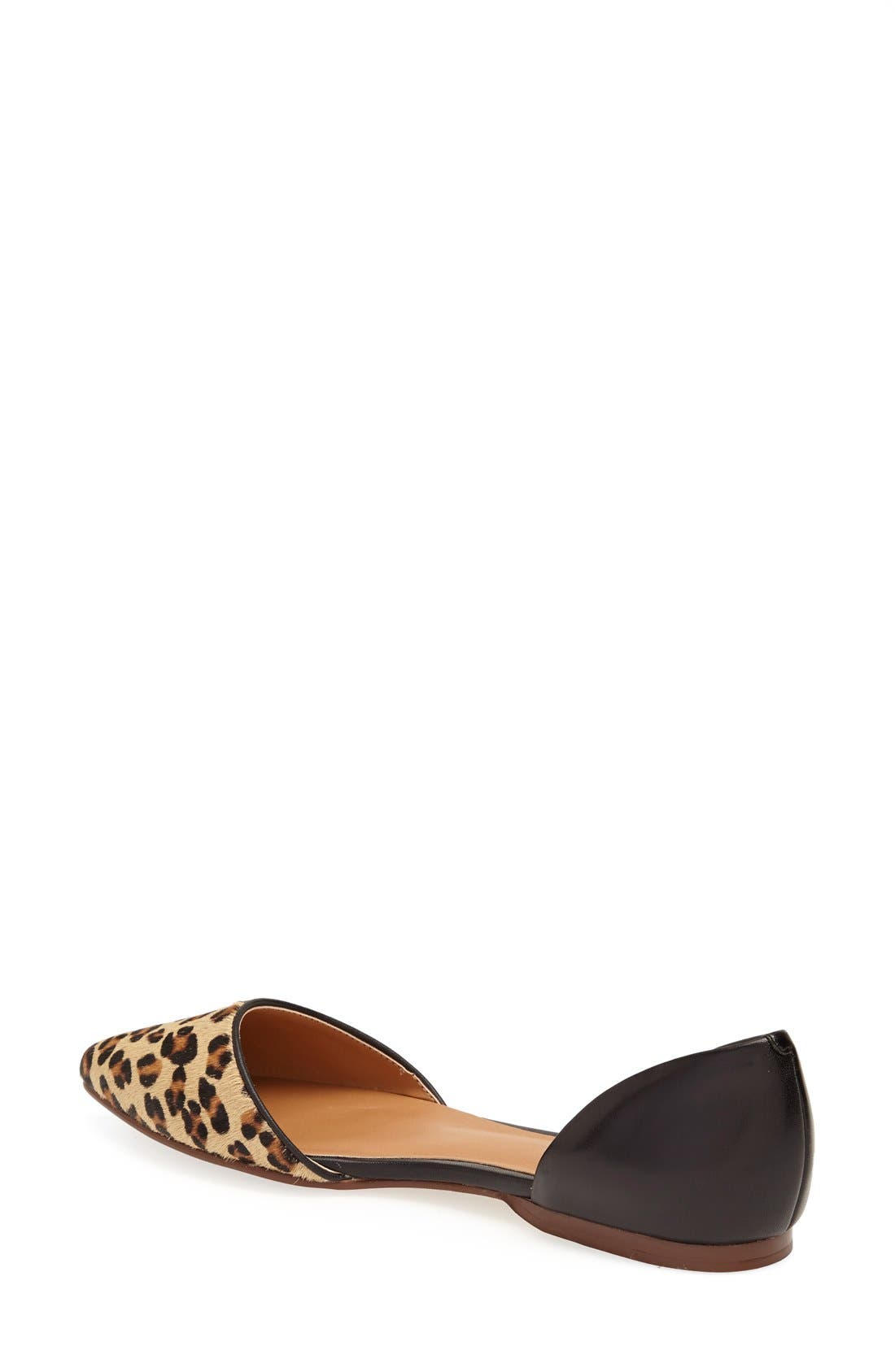 'Kayla' Leather & Calf Hair Pointy Toe Flat, Alternate, color, TAN LEOPARD COMBO