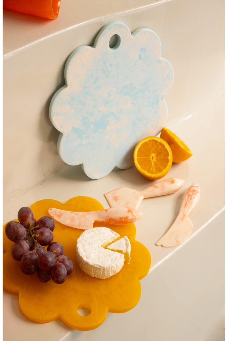 Scalloped Resin Cheese & Charcuterie Board, Alternate, color, MUSTARD