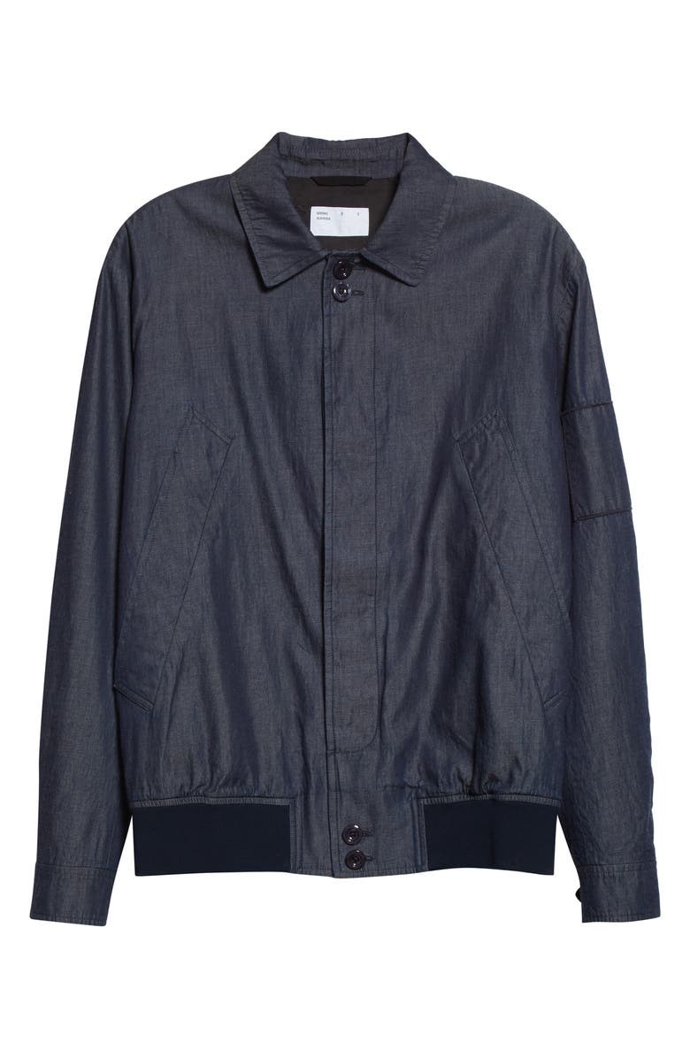 4SDesigns Split Raglan Sleeve Denim Bomber Jacket, Alternate, color, 