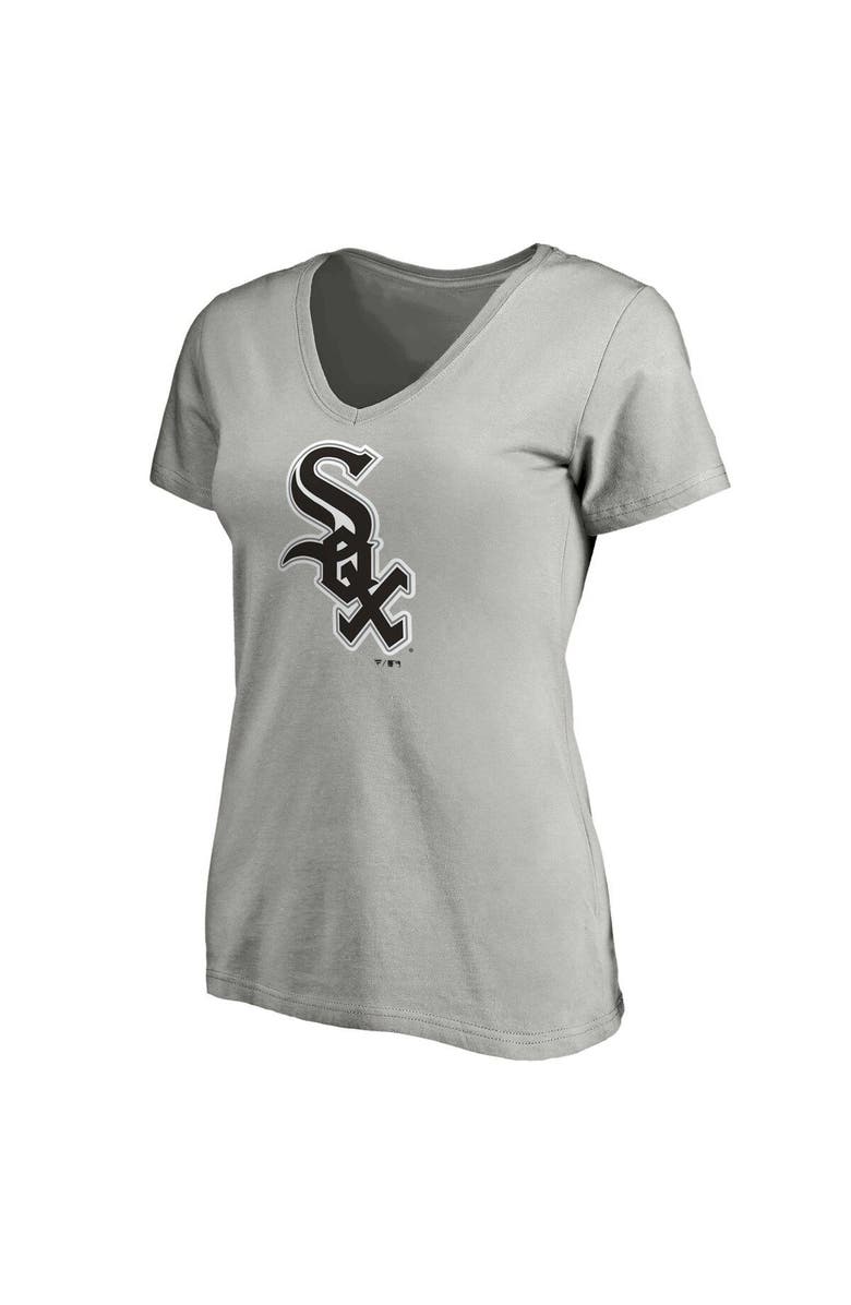 FANATICS Women's Fanatics Branded Heathered Gray Chicago White Sox Core Official Logo V-Neck T-Shirt, Alternate, color, Heather Gray