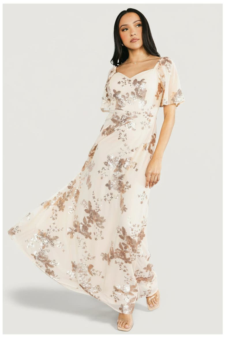 Karina Sequin Maxi Dress, Main, color, Champagne