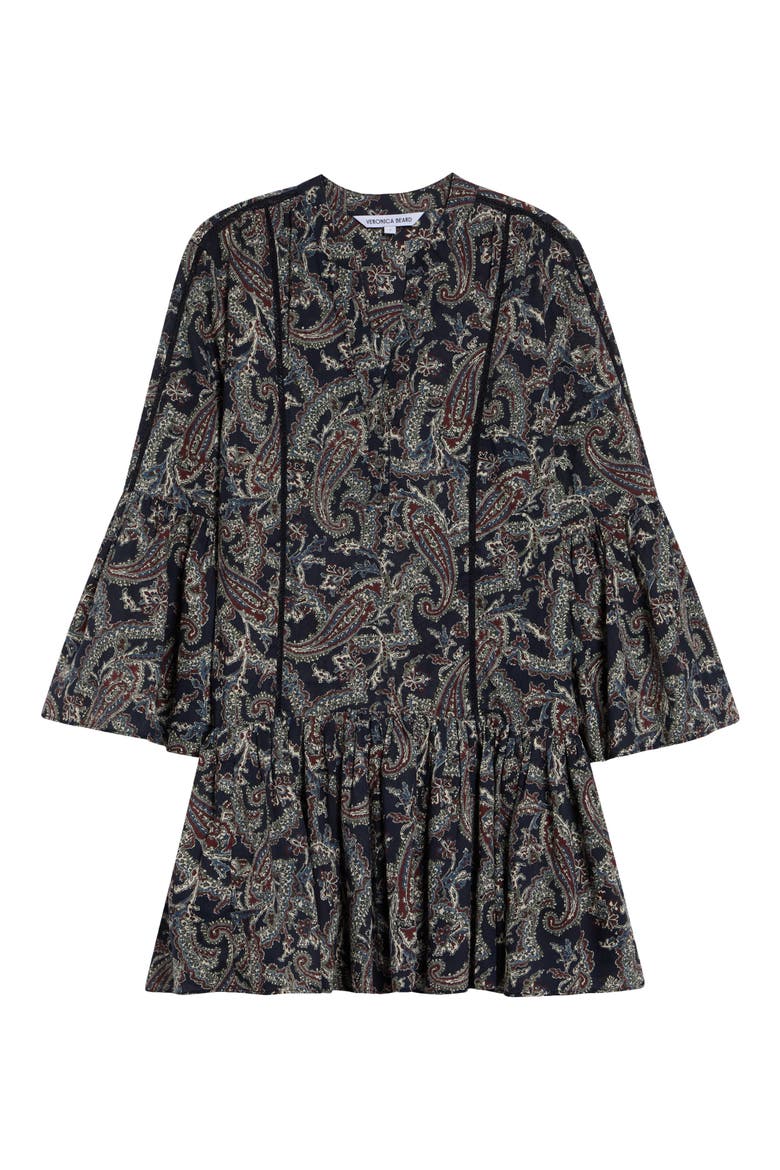Novessa Long Sleeve Paisley Minidress, Alternate, color, NAVY MULTI