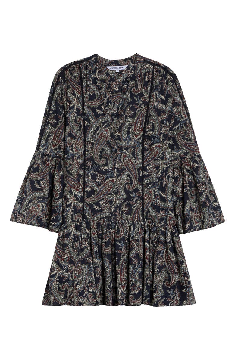 Veronica Beard Novessa Long Sleeve Paisley Minidress, Alternate, color, Navy Multi