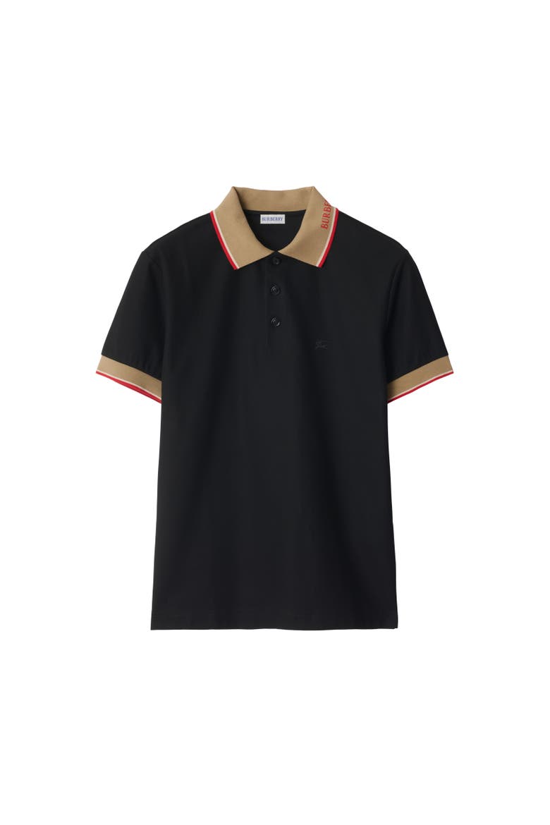 Logo Collar Cotton Polo Shirt, Alternate, color, Black