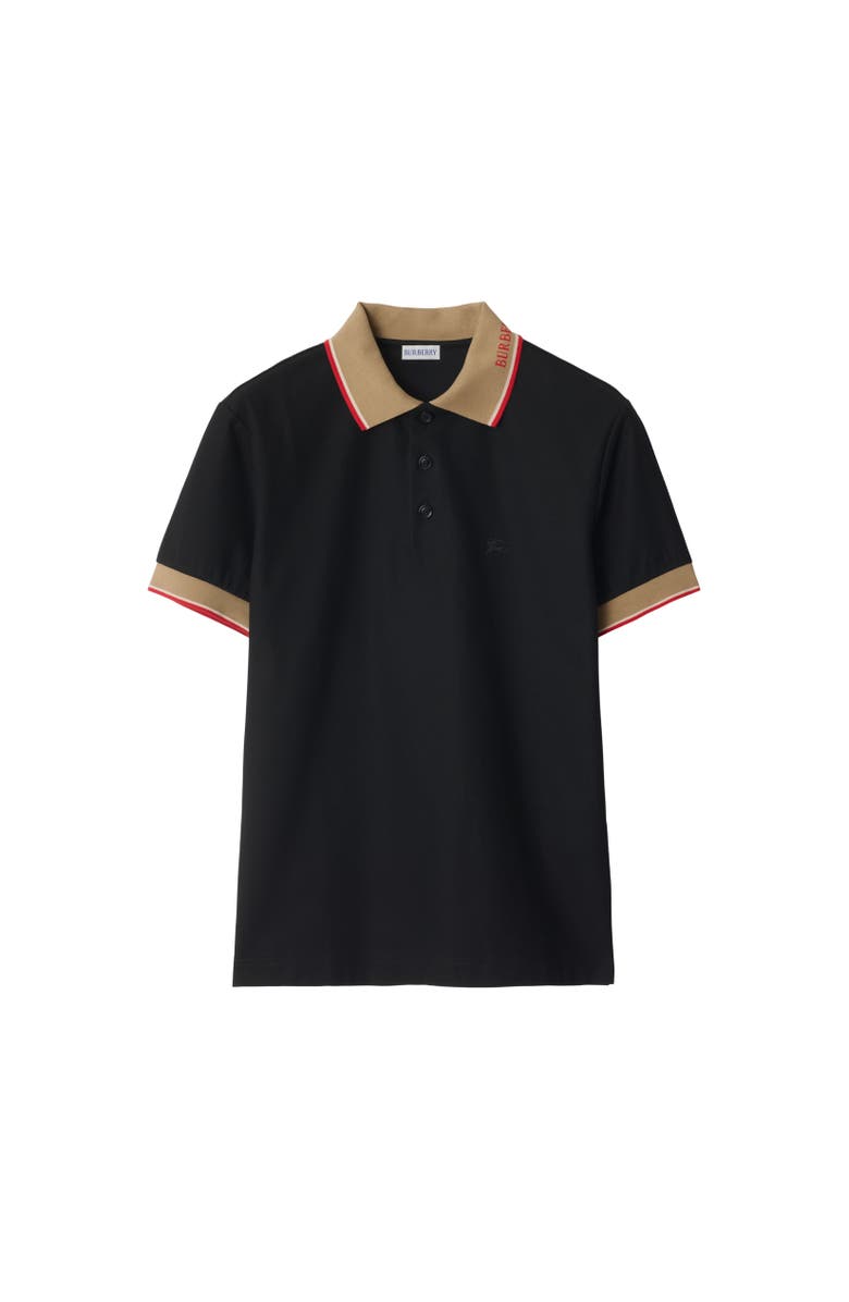 Burberry Logo Collar Cotton Polo Shirt, Alternate, color, Black