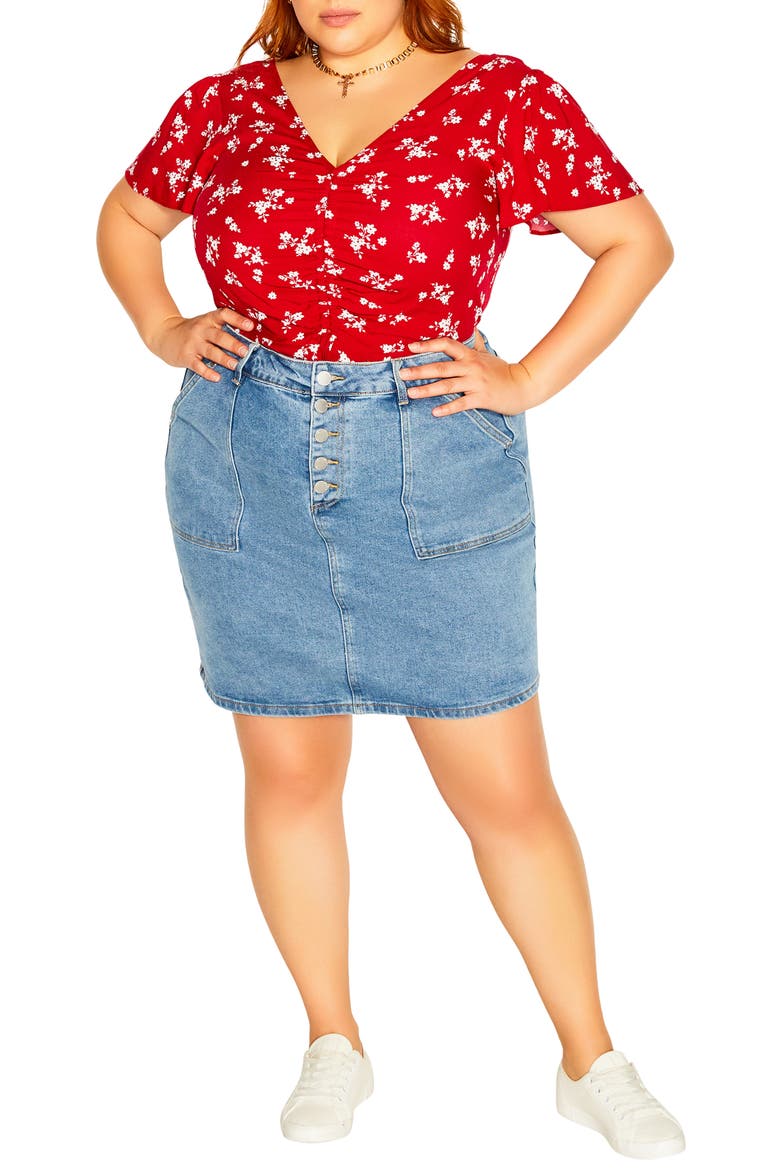 High Waist Denim Skirt, Alternate, color, LIGHT DENIM