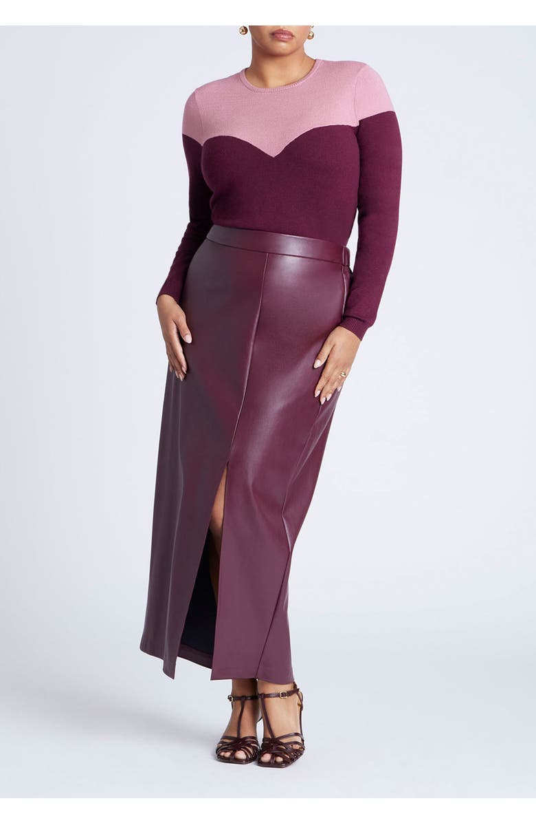 ELOQUII Sweetheart Colorblock Sweater, Alternate, color, Candy Pink Maroon Banner